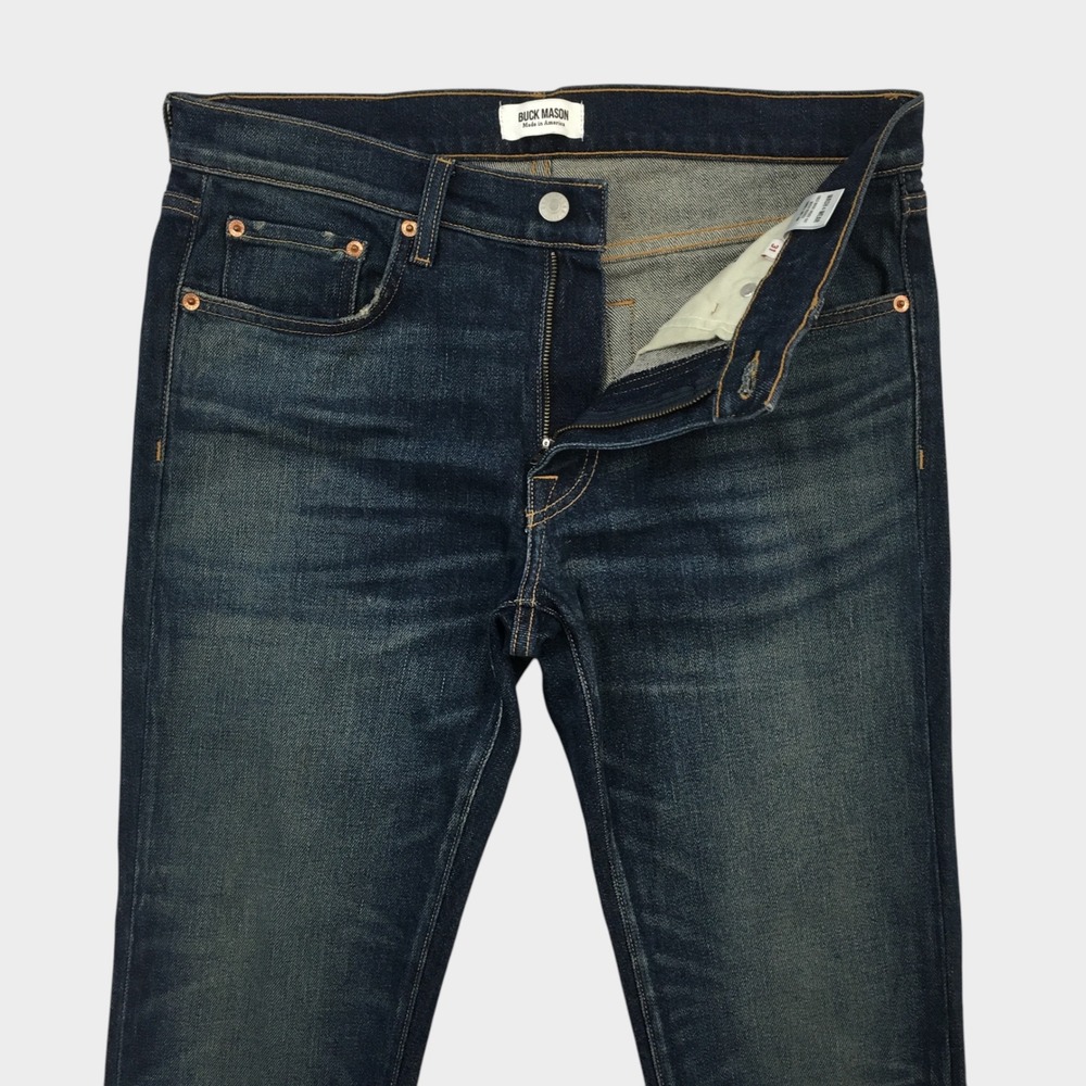 Buck Mason Slim Fit American Made Blue Jeans Dark Wash Denim Mens 31
